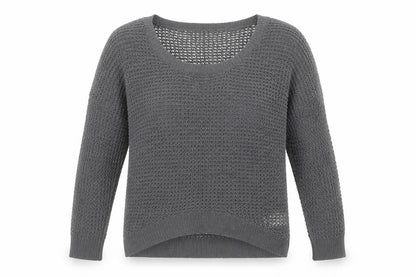 Crafted Womens Grey Scoop Neck Acrylic Pullover Jumper Size 8