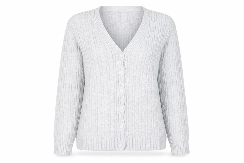Pure & Natural Womens Grey V-Neck Acrylic Cardigan Jumper Size M - Size M-L
