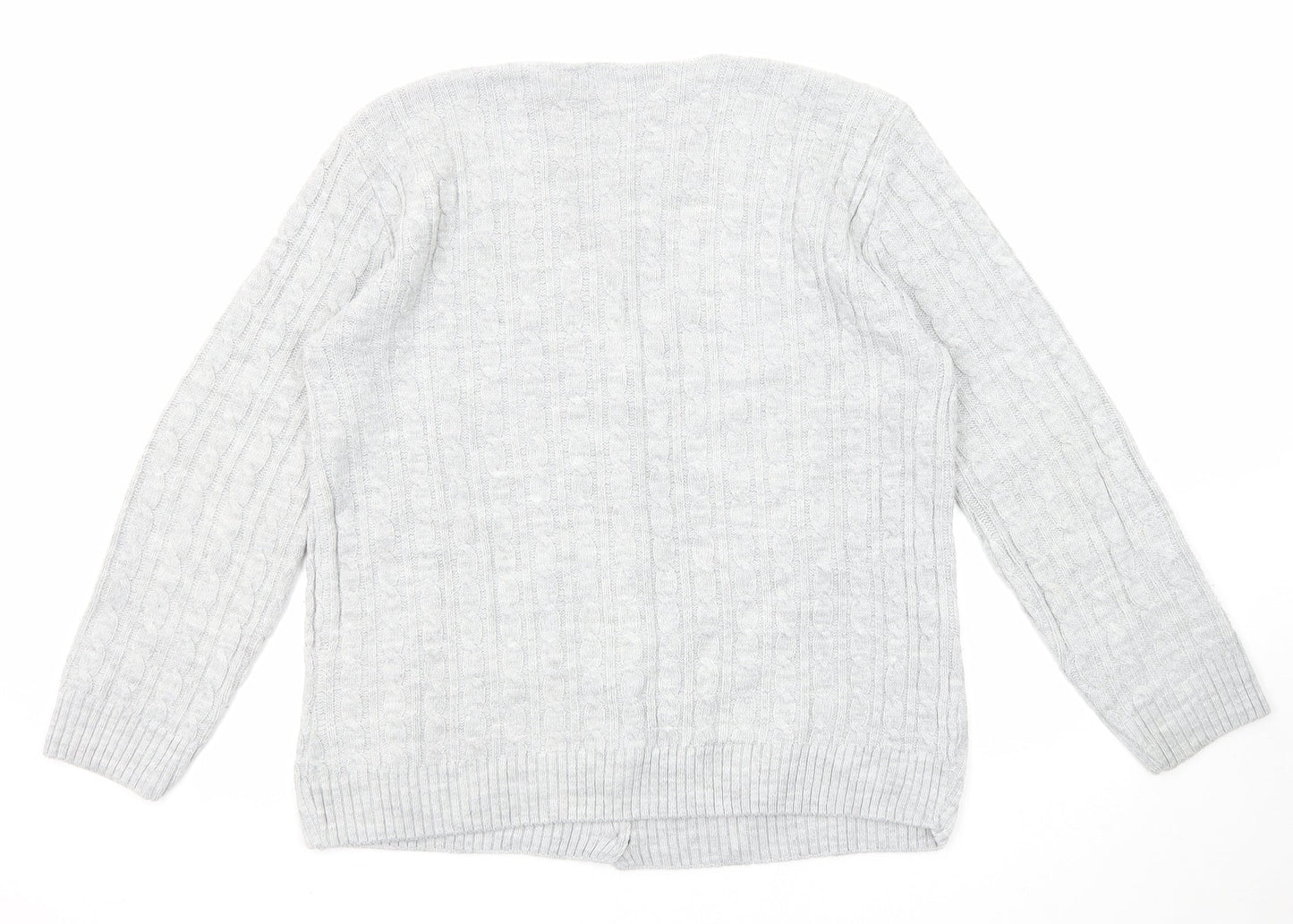 Pure & Natural Womens Grey V-Neck Acrylic Cardigan Jumper Size M - Size M-L