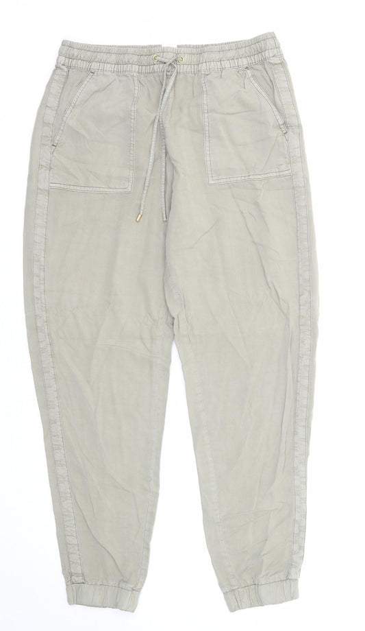 H&M Womens Green Viscose Sweatpants Trousers Size 10 Regular Drawstring