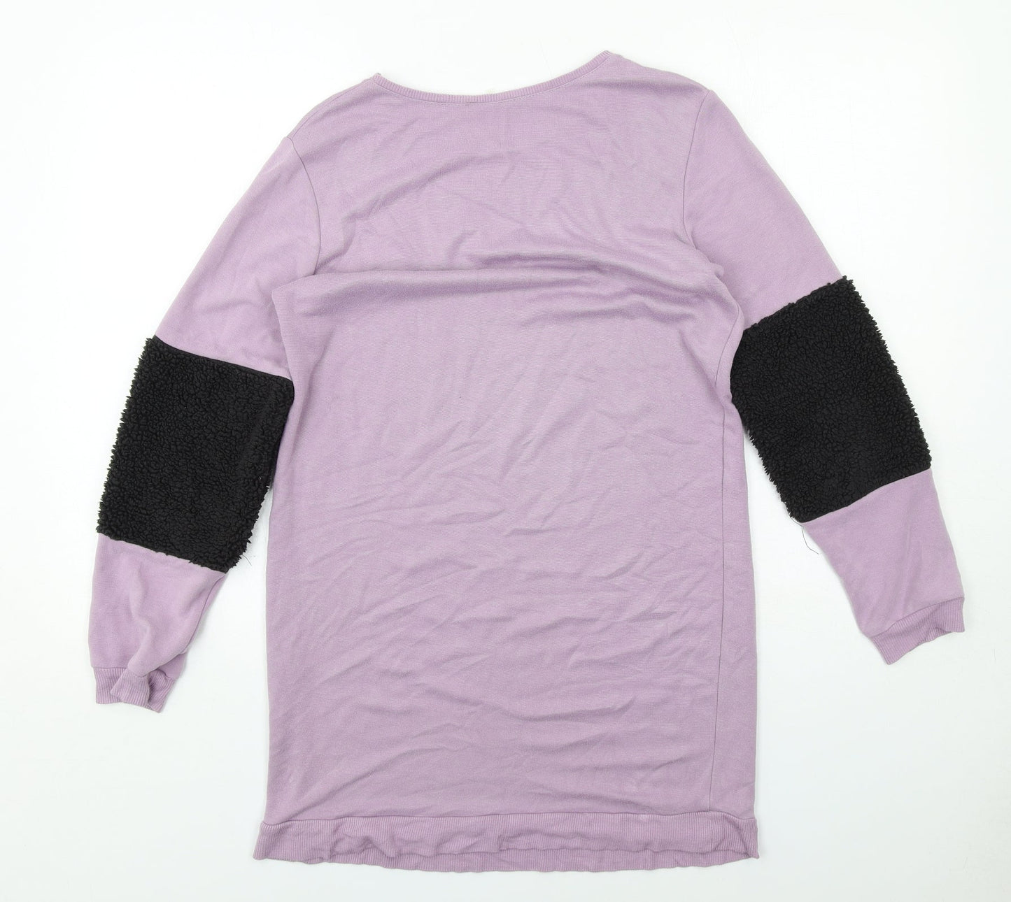 Select Womens Purple Colourblock Viscose Jumper Dress Size 8 Round Neck Pullover