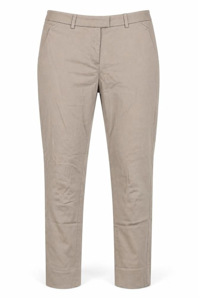 H&M Womens Brown Cotton Carrot Trousers Size 6 Regular Zip