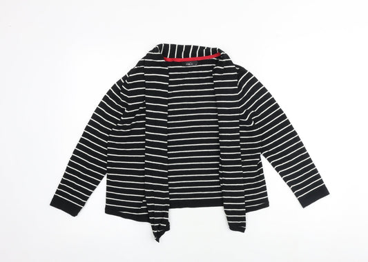 M&Co Womens Black V-Neck Striped Viscose Cardigan Jumper Size 12