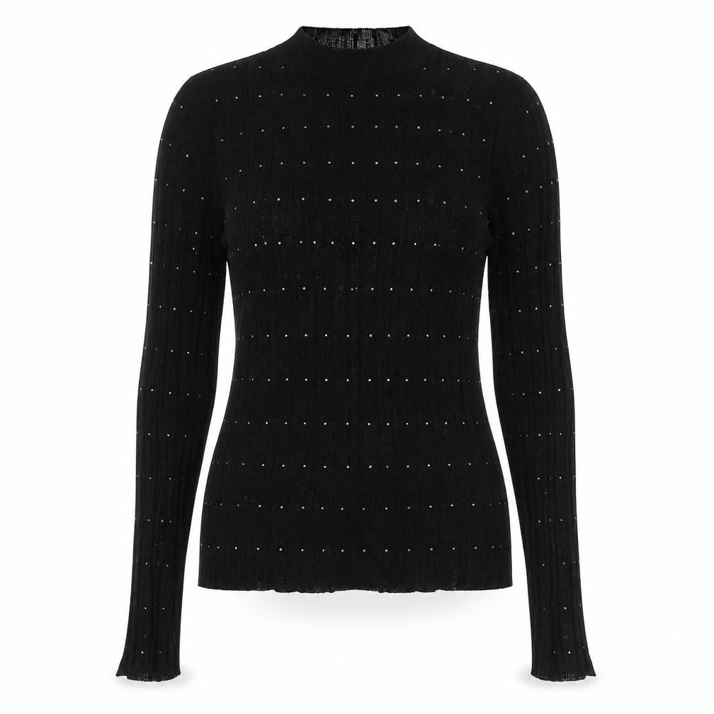 NEXT Womens Black Viscose Basic Blouse Size 12 Mock Neck