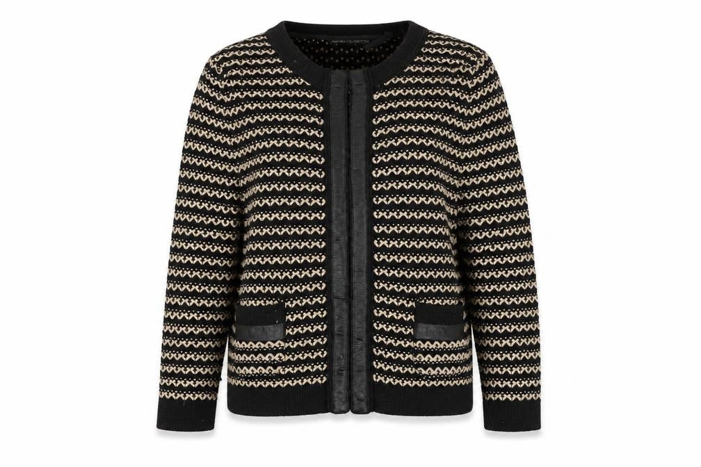 Limited Collection Womens Black Round Neck Geometric Polyester Full Zip Jumper Size 14