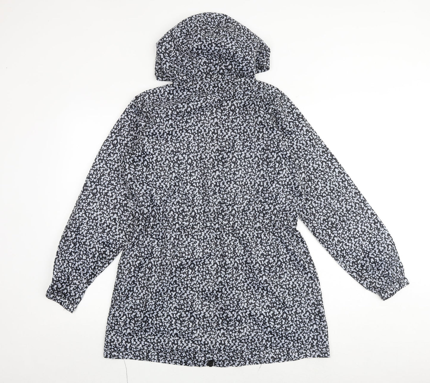 Roman Womens Grey Geometric Rain Coat Coat Size S Zip