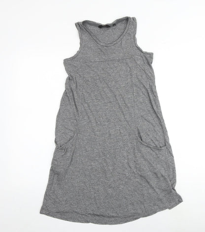 Next Womens Grey Polyester Tank Dress Size 8 Round Neck Pullover