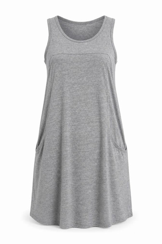 Next Womens Grey Polyester Tank Dress Size 8 Round Neck Pullover