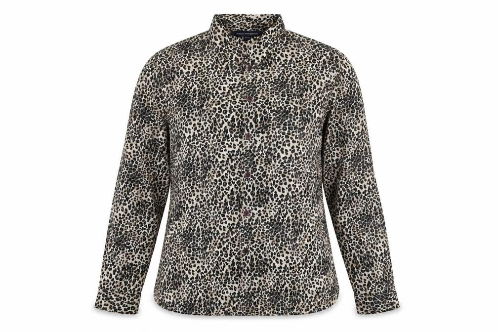 French Connection Womens Multicoloured Animal Print Polyester Basic Button-Up Size 8 Collared - Leopard Print