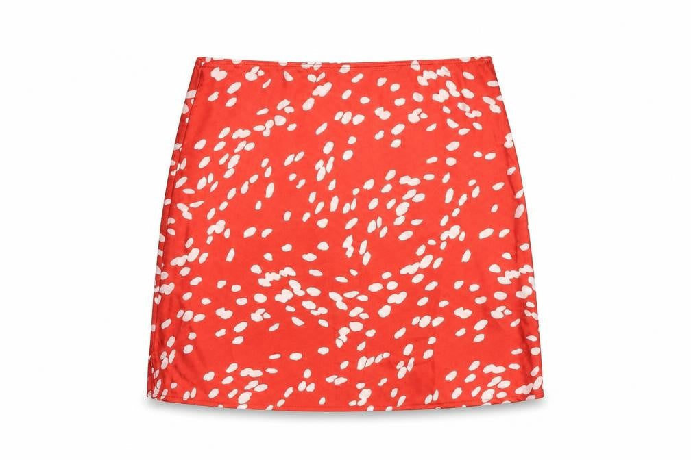 New Look Womens Red Geometric Polyester A-Line Skirt Size 6