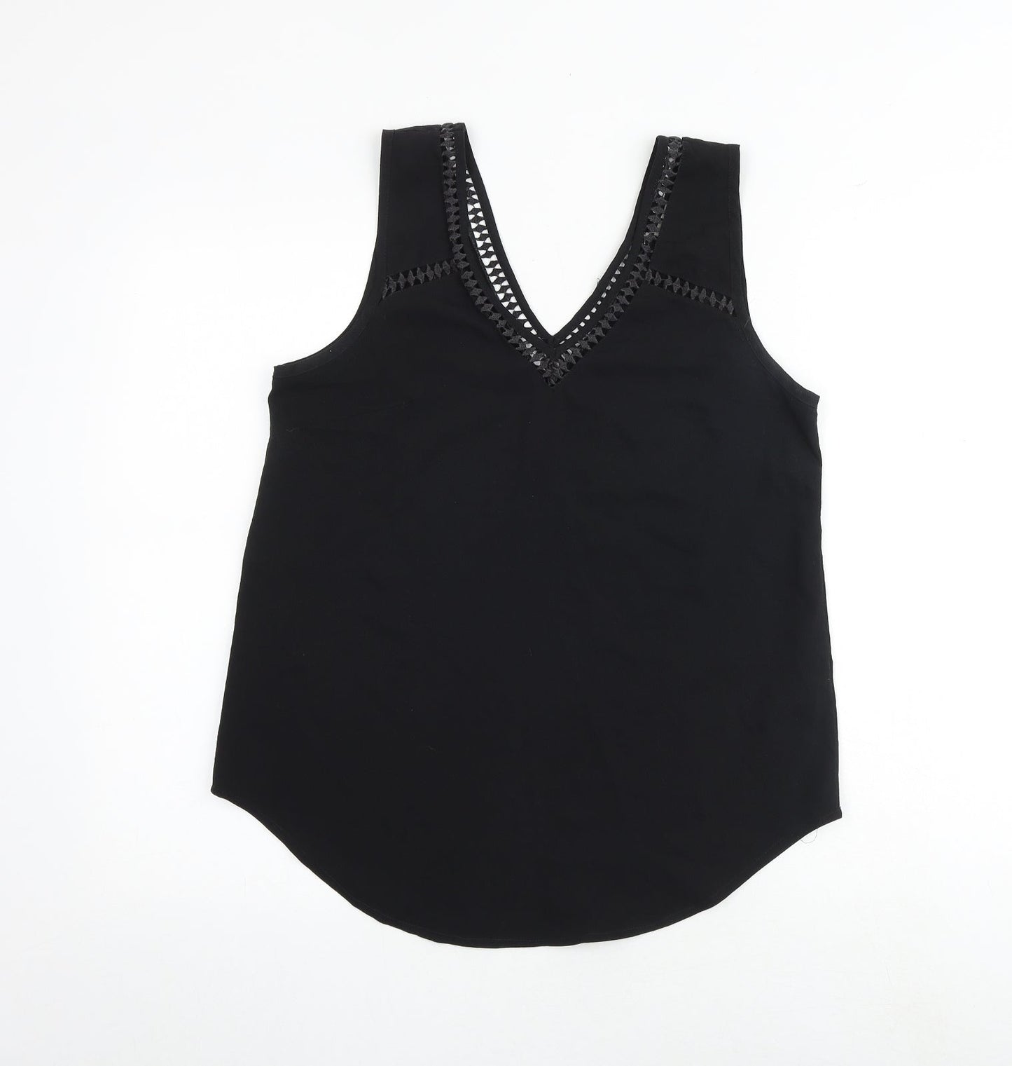 ASOS Womens Black Polyester Basic Tank Size 10 V-Neck