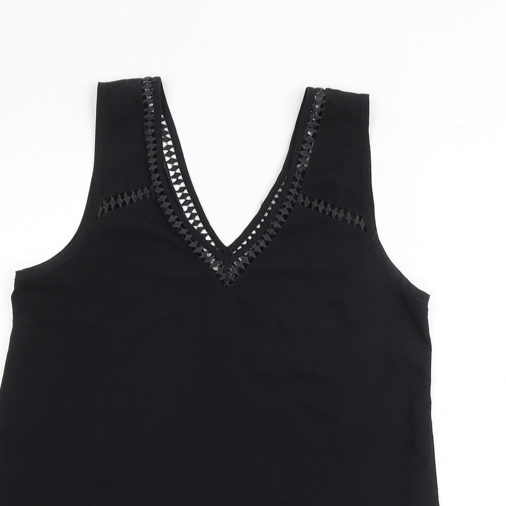 ASOS Womens Black Polyester Basic Tank Size 10 V-Neck