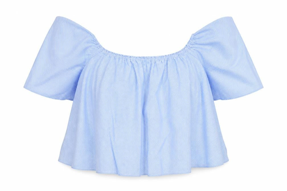 New Look Womens Blue Striped 100% Cotton Basic Blouse Size 12 Round Neck