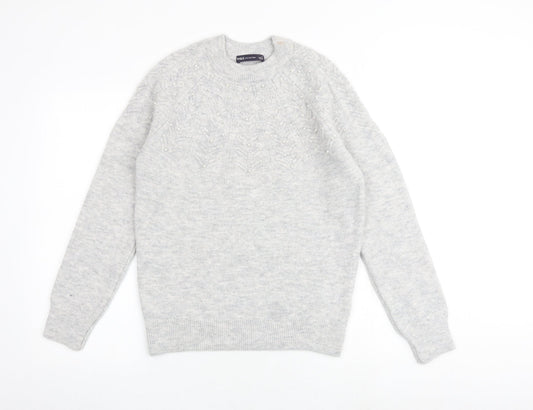 Marks and Spencer Womens Grey Round Neck Acrylic Pullover Jumper Size S