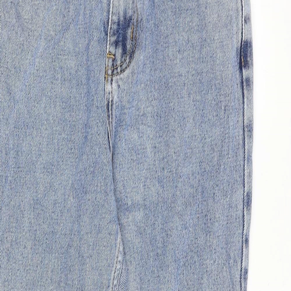 Momokrom Womens Blue Cotton Straight Jeans Size 8 Regular Zip