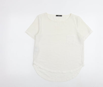 Mango Womens White Polyester Basic Blouse Size S Boat Neck