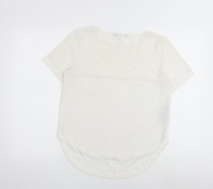Mango Womens White Polyester Basic Blouse Size S Boat Neck