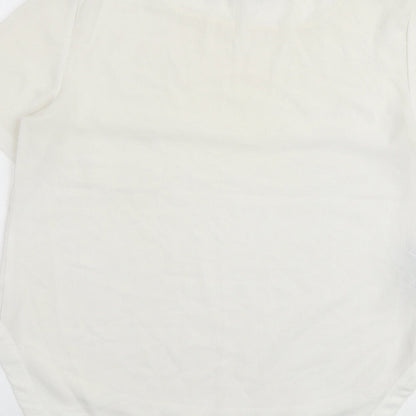 Mango Womens White Polyester Basic Blouse Size S Boat Neck