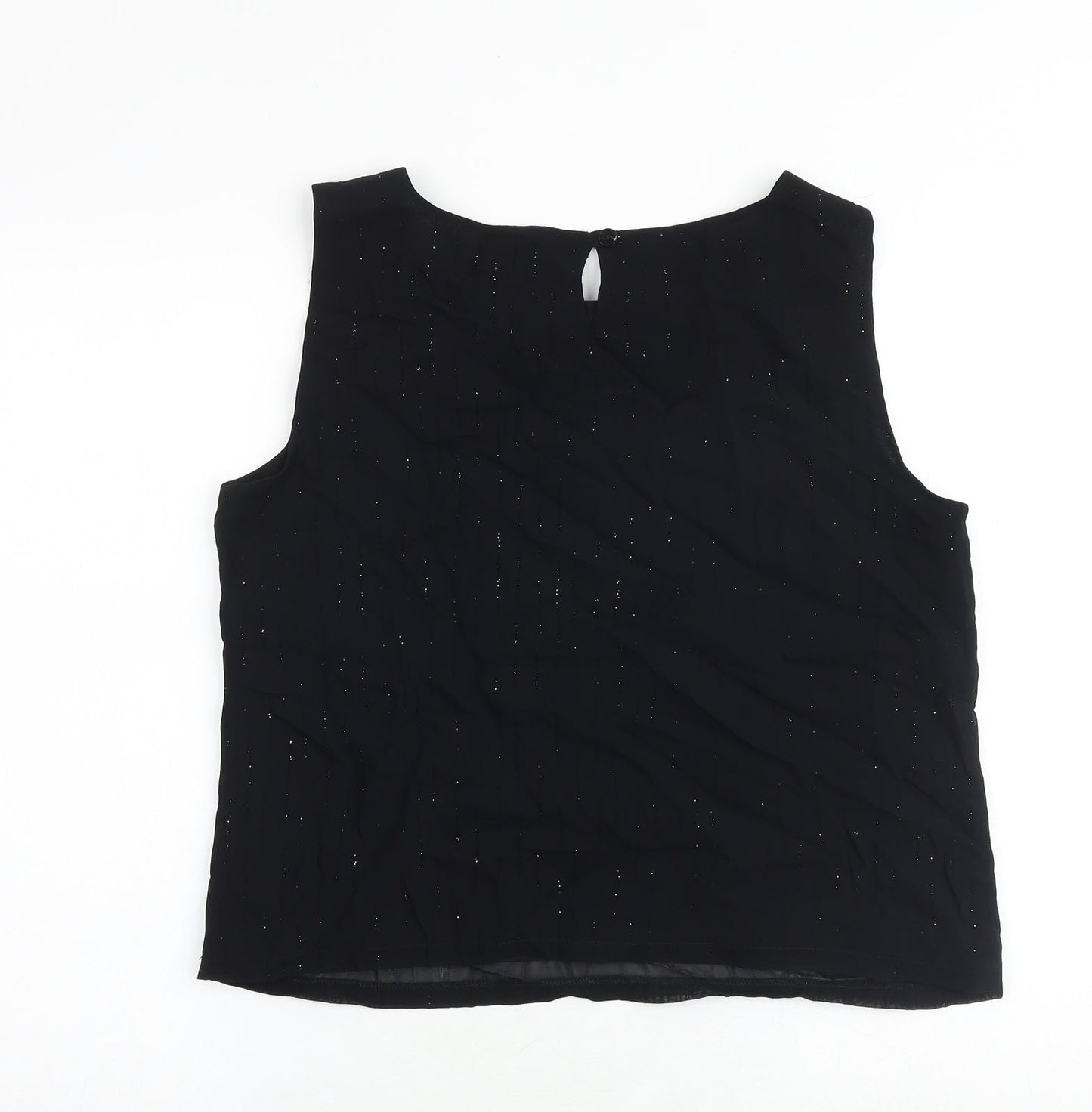 JFW Womens Black Viscose Basic Blouse Size 16 Boat Neck - Speckled