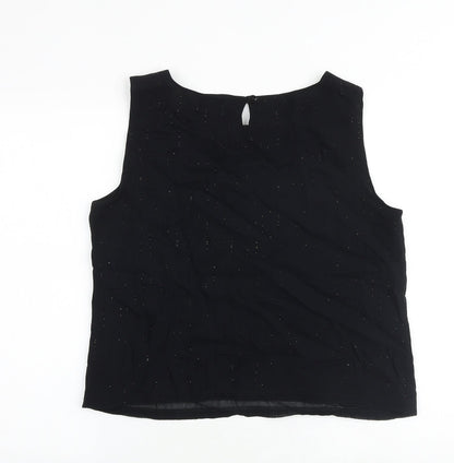 Preloved JFW Womens Black Viscose Basic Blouse Size 16 Boat Neck - Speckled - Back