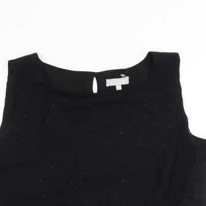 Preloved JFW Womens Black Viscose Basic Blouse Size 16 Boat Neck - Speckled - Detail