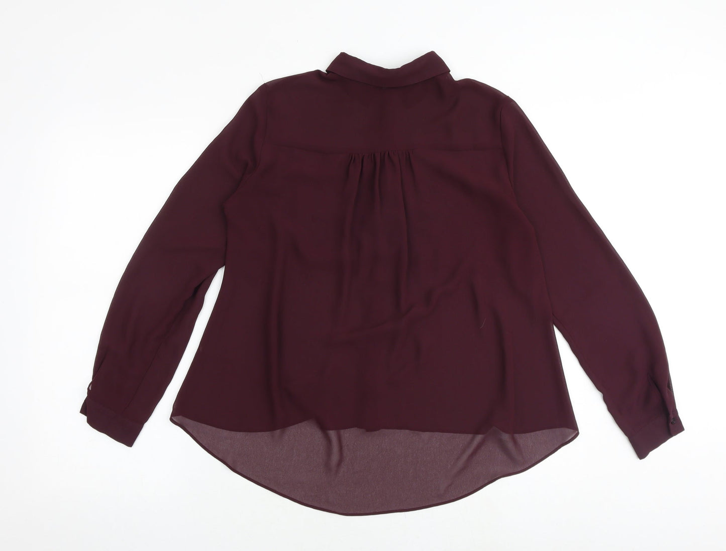 Topshop Womens Purple Polyester Basic Button-Up Size 8 Collared