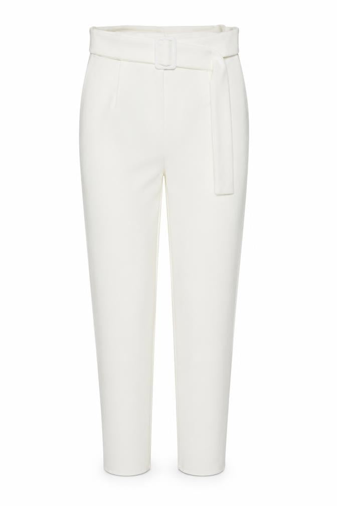 Boohoo Womens Ivory Polyester Chino Trousers Size 8 L26 in Regular