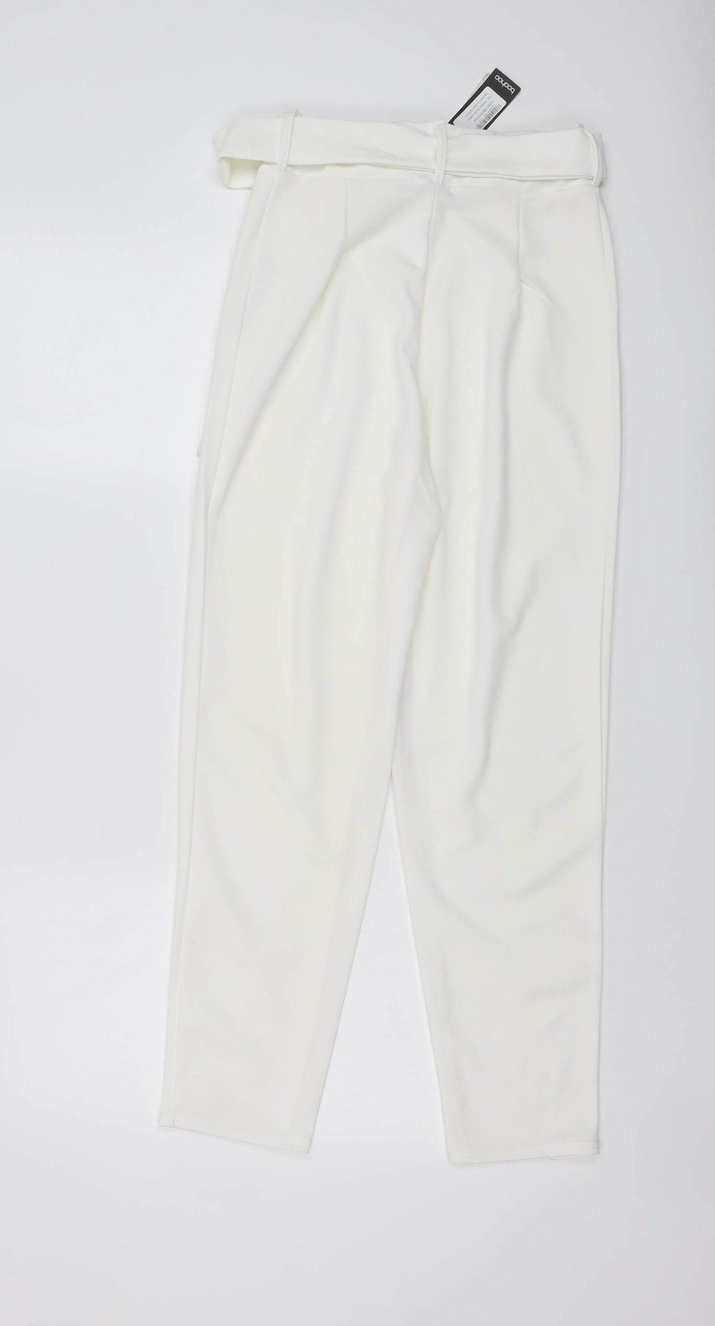 Boohoo Womens Ivory Polyester Chino Trousers Size 8 L26 in Regular