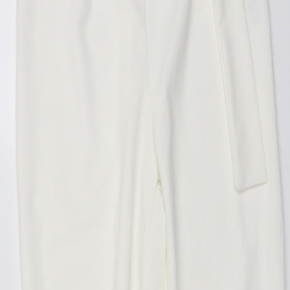 Boohoo Womens Ivory Polyester Chino Trousers Size 8 L26 in Regular