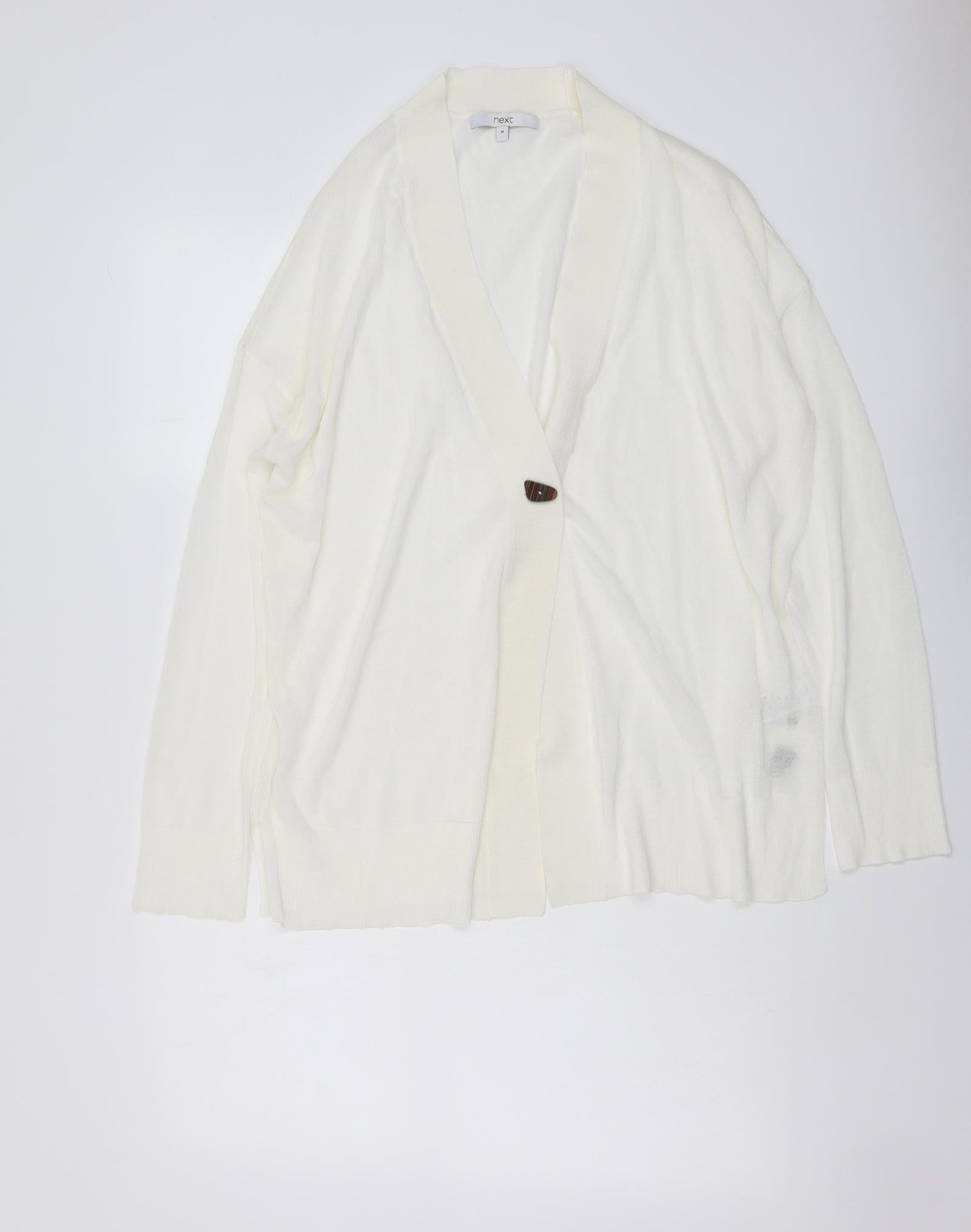 NEXT Womens Ivory V-Neck Viscose Cardigan Jumper Size M