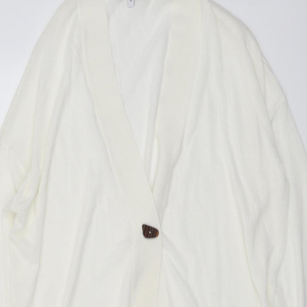NEXT Womens Ivory V-Neck Viscose Cardigan Jumper Size M