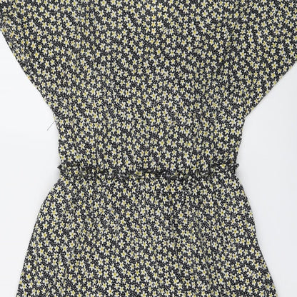 Brand and care label for Only women’s black floral polyester fit & flare, size S, v-neck pullover