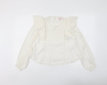 Additional front view of Miss Selfridge women’s ivory polyester basic blouse, size UK 4, round neck