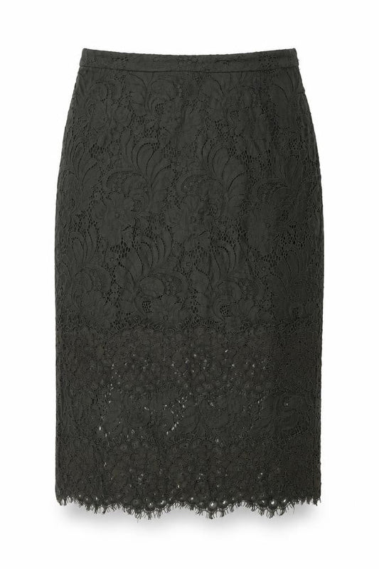 H&M Womens Green Floral Cotton A-Line Skirt Size 14 Zip