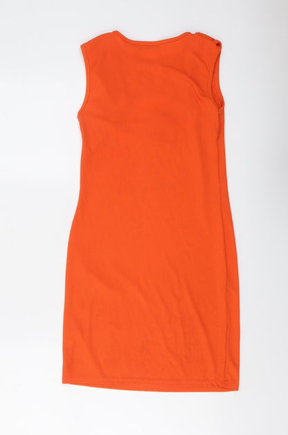 PRETTYLITTLETHING Womens Orange Polyester A-Line Size 12 Round Neck Pullover