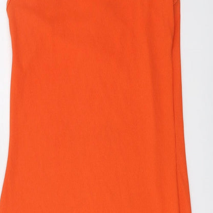 PRETTYLITTLETHING Womens Orange Polyester A-Line Size 12 Round Neck Pullover