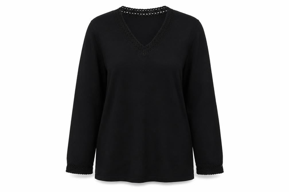 Kasper Womens Black V-Neck Viscose Pullover Jumper Size XL