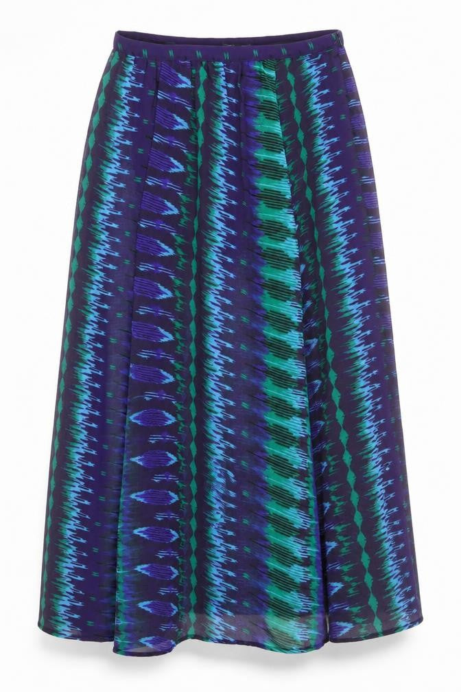 Angie Womens Multicoloured Geometric Polyester Peasant Skirt Size M Zip - Sheer overlay