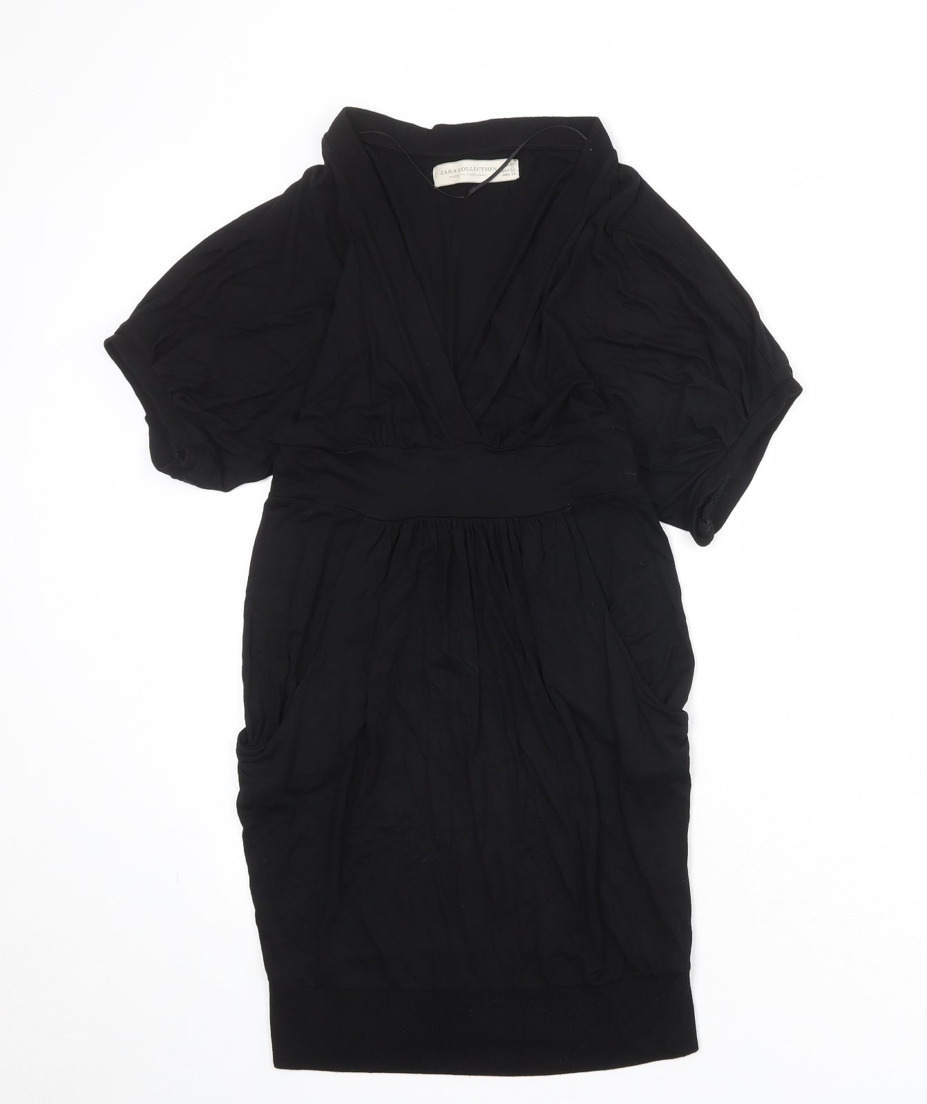 Zara Womens Black Polyester Shift Size M V-Neck Pullover