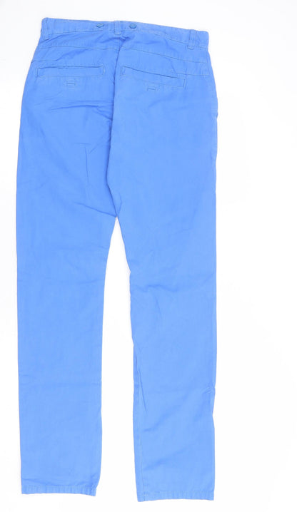 Divided by H&M Womens Blue Cotton Trousers Size 28 in Regular Button