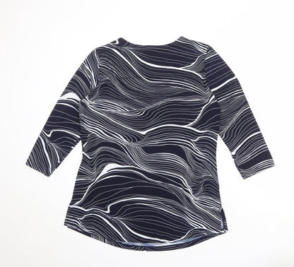 Mr Max Womens Blue Geometric Polyester Basic T-Shirt Size M Round Neck