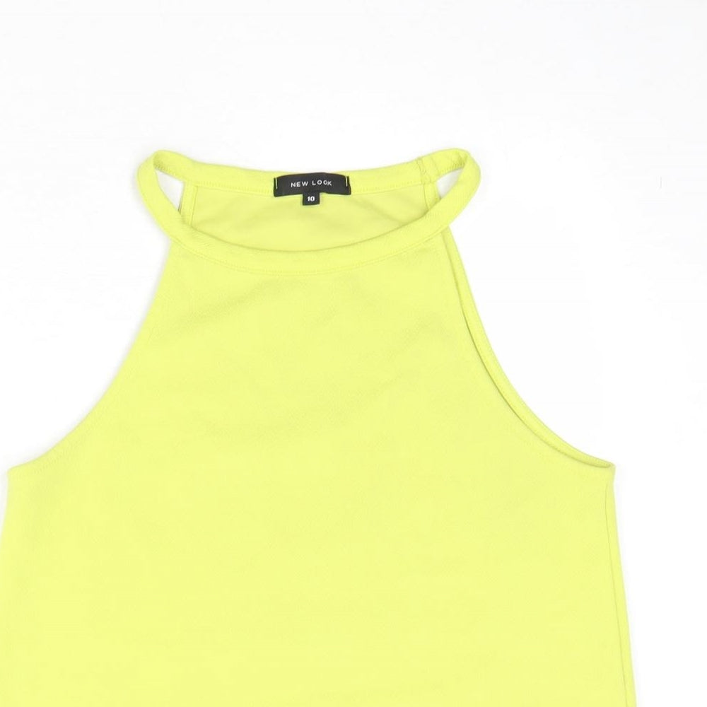 New Look Womens Green Polyester Basic Tank Size 10 Round Neck