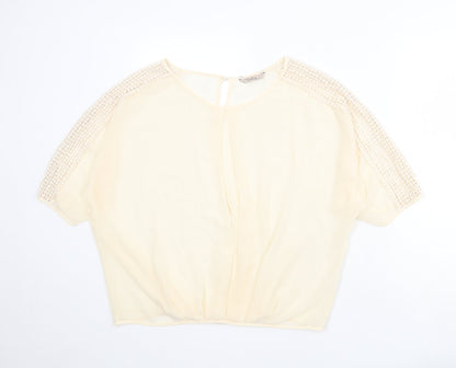 Darling Womens Beige Polyester Basic Blouse Size S Round Neck