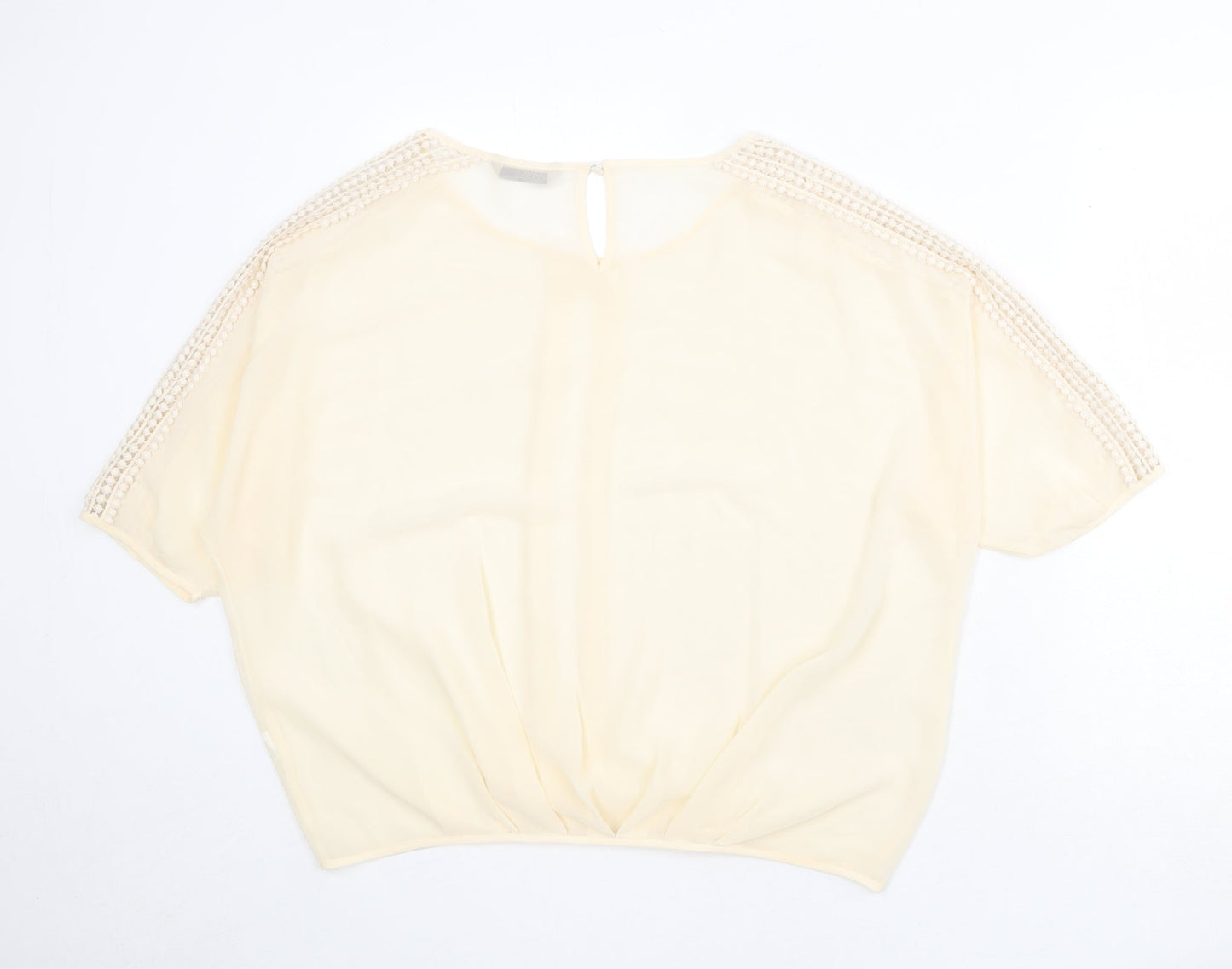 Darling Womens Beige Polyester Basic Blouse Size S Round Neck