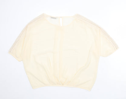 Darling Womens Beige Polyester Basic Blouse Size S Round Neck
