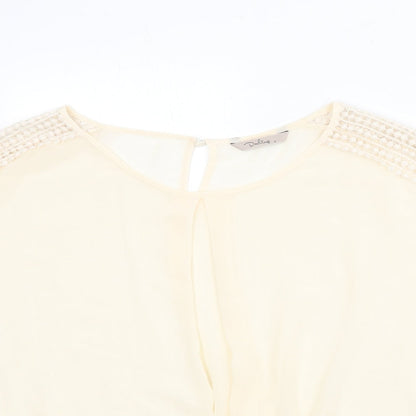 Darling Womens Beige Polyester Basic Blouse Size S Round Neck
