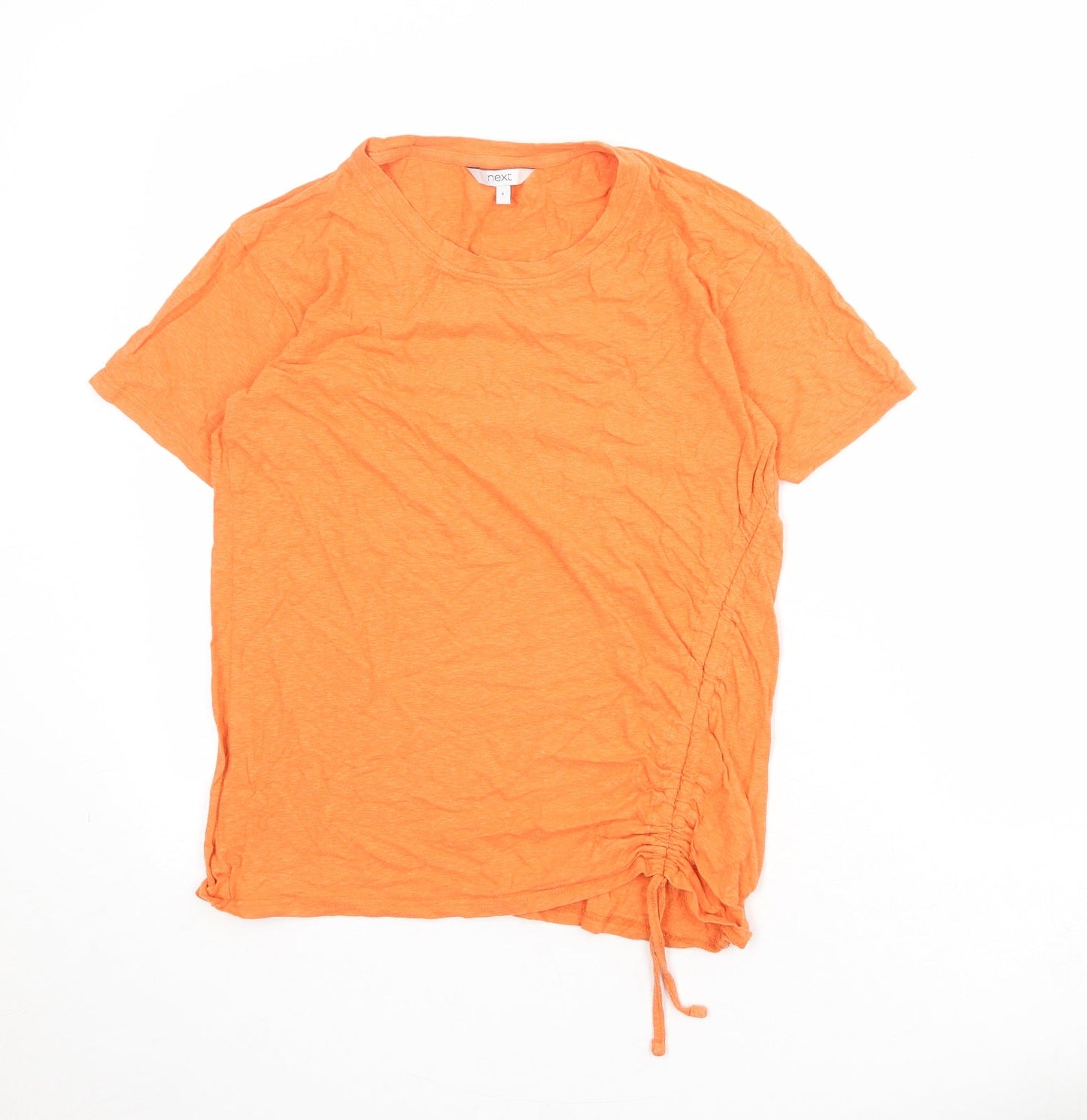 NEXT Womens Orange Cotton Basic T-Shirt Size 6 Round Neck - Drawstring Detail