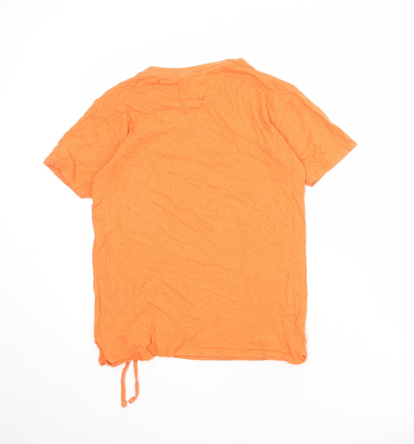 NEXT Womens Orange Cotton Basic T-Shirt Size 6 Round Neck - Drawstring Detail