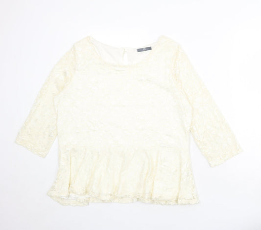 BHS Womens Ivory Polyester Basic Blouse Size 22 Boat Neck