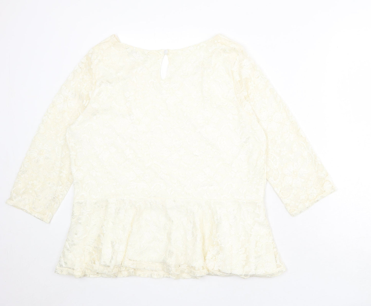 BHS Womens Ivory Polyester Basic Blouse Size 22 Boat Neck